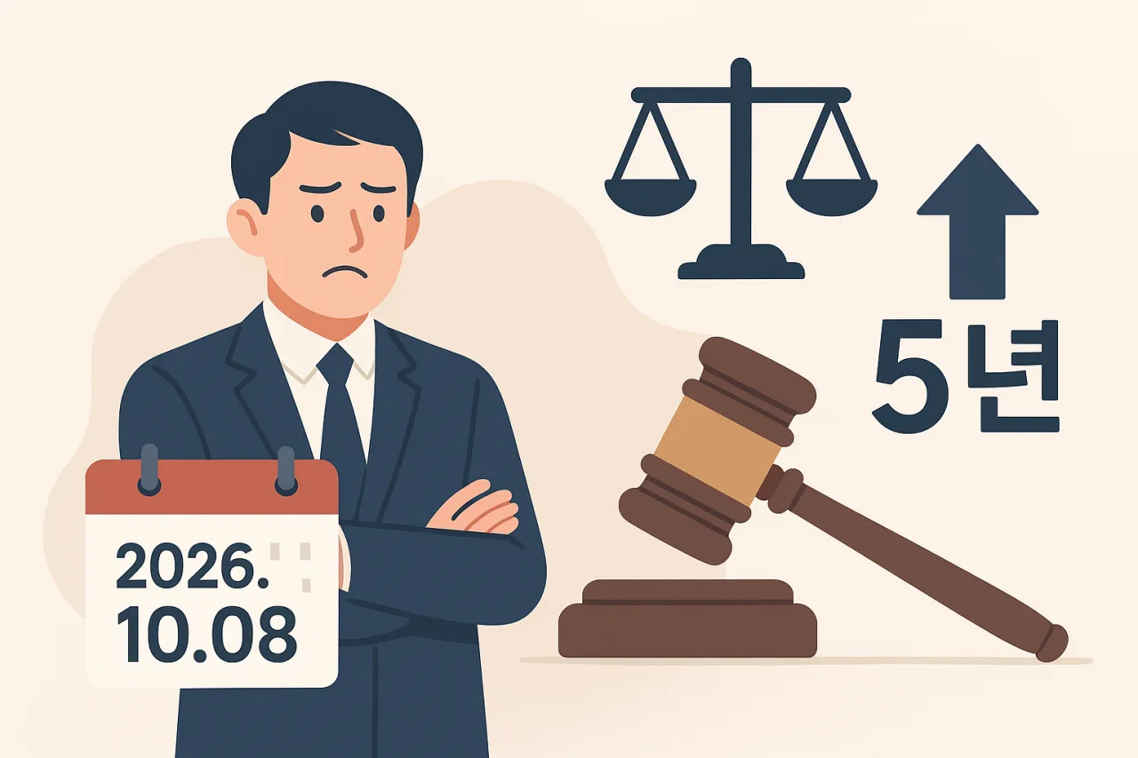 임금체불 처벌 수위는 2026년 10월 8일부터 최대 징역 5년으로 상향됩니다. 화면